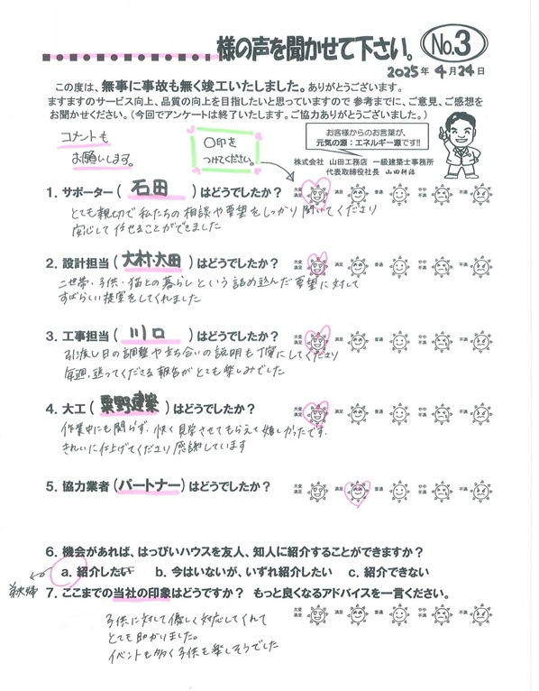 相談や要望をしっかり聞いてくださり、安心して任せることができました。