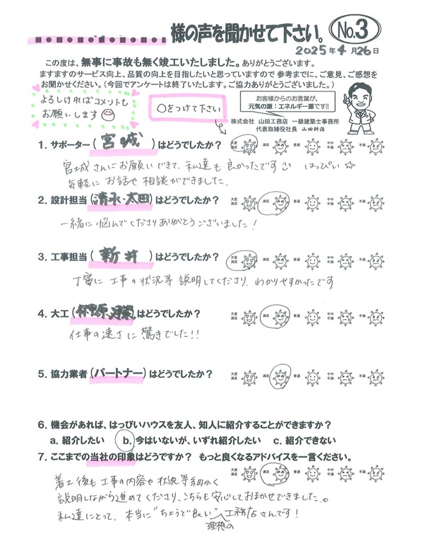 私達にとって、本当に”ちょうど良い”理想の工務店さんです！
