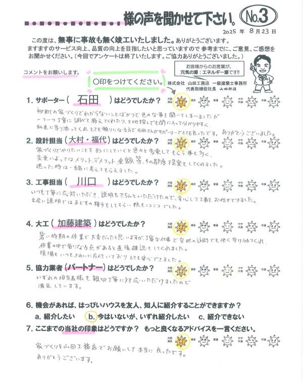 家づくりを山田工務店でお願いして本当に良かった